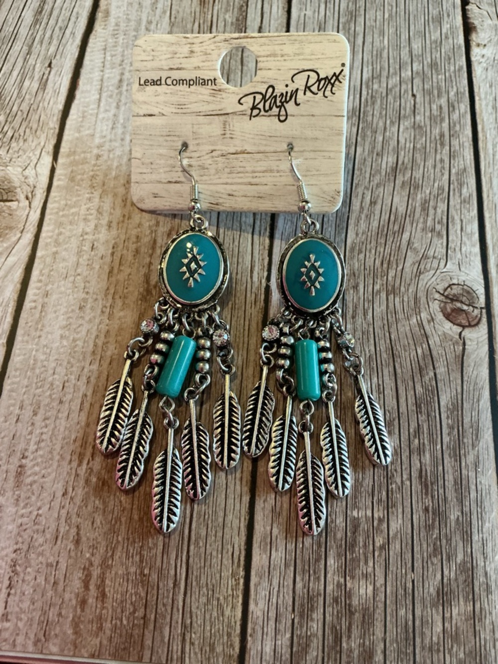Blazin Roxx Western Chandelier Style Feather Earrings